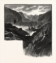 ENTRANCE TO SAGUENAY RIVER, CANADA, NINETEENTH CENTURY ENGRAVING