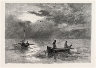THE LOWER ST. LAWRENCE AND THE SAGUENAY, COD-FISHING, CANADA, NINETEENTH CENTURY ENGRAVING