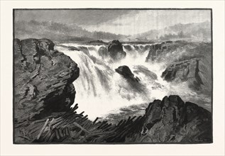 GRAND FALLS, ST. JOHN RIVER, CANADA, NINETEENTH CENTURY ENGRAVING