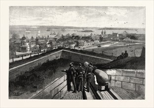 NOVA SCOTIA, HALIFAX, FROM CITADEL, CANADA, NINETEENTH CENTURY ENGRAVING