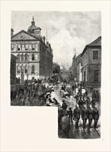 NOVA SCOTIA, LOOKING UP GEORGE STREET, HALIFAX, CANADA, NINETEENTH CENTURY ENGRAVING