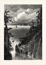 NOVA SCOTIA, CAPE SPLIT, FROM BAXTER'S HARBOUR, CANADA, NINETEENTH CENTURY ENGRAVING