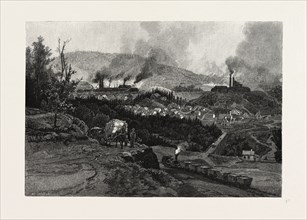 NOVA SCOTIA, ACADIA MINES, CANADA, NINETEENTH CENTURY ENGRAVING