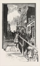 Buade street, named after Frontenac, Quebec, CANADA, NINETEENTH CENTURY ENGRAVING