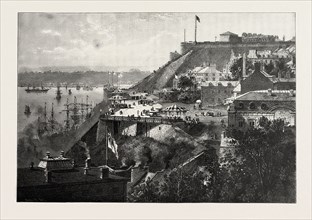 QUEBEC, DUFFERIN TERRACE, CANADA, NINETEENTH CENTURY ENGRAVING