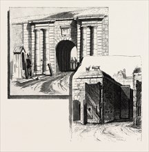 QUEBEC, GATES OF THE CITADEL, CANADA, NINETEENTH CENTURY ENGRAVING