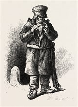 FRENCH CANADIAN LIFE, AN OLD HABITANT, CANADA, NINETEENTH CENTURY ENGRAVING