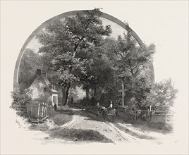 ON THE ROAD TO ST. JOACHIM, CANADA, NINETEENTH CENTURY ENGRAVING