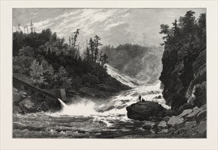 FRENCH CANADIAN LIFE, SHAWENEGAN FALLS, CANADA, NINETEENTH CENTURY ENGRAVING