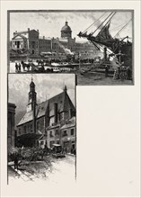 MONTREAL, COMMISIONER'S WHARF,  BONSECOURS MARKET AND BONSECOURS CHURCH, CANADA, NINETEENTH CENTURY