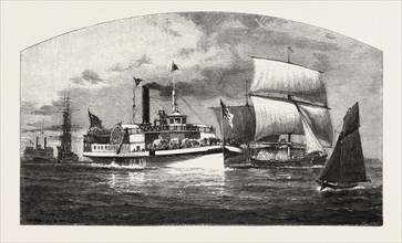 MONTREAL, THE LONGUEUIL FERRY, CANADA, NINETEENTH CENTURY ENGRAVING