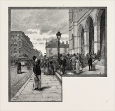 MONTREAL, ENTRANCE TO NOTRE DAME, CANADA, NINETEENTH CENTURY ENGRAVING