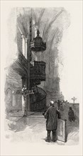 MONTREAL, PULPIT OF NOTRE DAME, CANADA, NINETEENTH CENTURY ENGRAVING