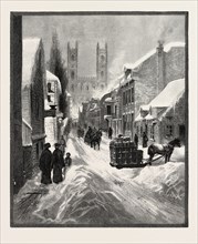MONTREAL, NOTRE DAME, FROM ST. URBAIN STREET, CANADA, NINETEENTH CENTURY ENGRAVING