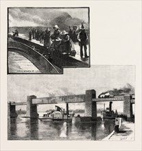 CANAL LOCK, AND RAILWAY BRIDGE AT STE. ANNE'S, CANADA, NINETEENTH CENTURY ENGRAVING