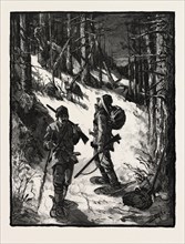 EXPLORING FOR NEW LIMITS, CANADA, NINETEENTH CENTURY ENGRAVING