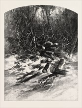 THE ROLLWAY, LUMBERING, CANADA, NINETEENTH CENTURY ENGRAVING