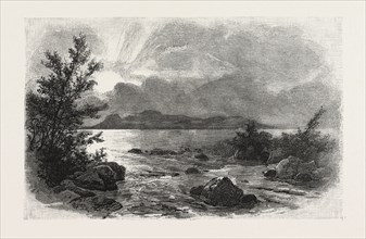 THE UPPER LAKES,  THE SLEEPING GIANT, CANADA, NINETEENTH CENTURY ENGRAVING