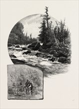 THE UPPER LAKES, ON THE KAMINISTIQUIA, CANADA, NINETEENTH CENTURY ENGRAVING