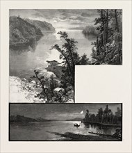 MANITOBA, CROSS LAKE (BOTTOM), LAKE DECEPTION (TOP), CANADA, NINETEENTH CENTURY ENGRAVING