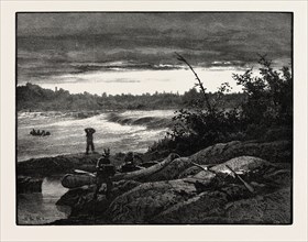 SEA RIVER FALLS, NELSON RIVER, CANADA, NINETEENTH CENTURY ENGRAVING