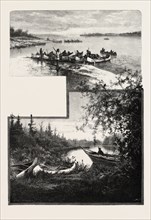 ON THE GREAT AND LITTLE CHURCHILL RIVERS, CANADA, NINETEENTH CENTURY ENGRAVING