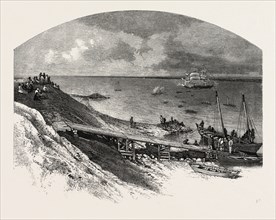 YORK FACTORY ARRIVAL OF HUDSON'S BAY COMPANY'S SHIP, CANADA, NINETEENTH CENTURY ENGRAVING