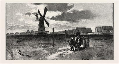 A Mennonite village, protestant, CANADA, NINETEENTH CENTURY ENGRAVING