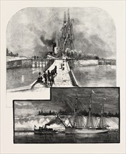 THE DEEP CUT AND LOCK NO 1, NEW WELLAND CANAL, CANADA, NINETEENTH CENTURY ENGRAVING
