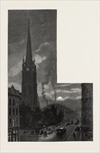 TORONTO, TOWER AND SPIRE OF ST. JAMES'S CATHEDRAL, CANADA, NINETEENTH CENTURY ENGRAVING