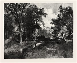 THE NORTH IRON BRIDGE, AND RAVINE, ROSEDALE, CANADA, NINETEENTH CENTURY ENGRAVING