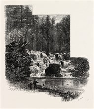 The Cascade, Virginia Water, village being in the Borough of Runnymede in Surrey, UK, britain,