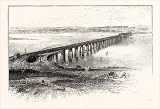 THE NEW TAY VIADUCT, FROM THE SOUTH, UK.  The Firth of Tay (Scottish Gaelic: Linne Tatha) is a