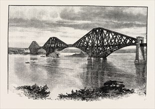FORTH BRIDGE, FROM THE SOUTH-WEST. The Forth Bridge is a cantilever railway bridge over the Firth