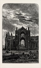 MELROSE ABBEY: THE EAST WINDOW. Melrose Abbey is a Gothic-style abbey in Melrose, Scotland. It was