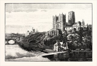 DURHAM CATHEDRAL AND CASTLE, UK.  A city in north east England. Durham is well known for its Norman