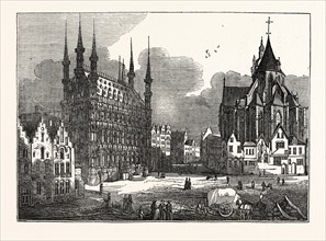 THE TOWNHALL AND CHURCH OF ST. PETER, LOUVAIN, BELGIUM