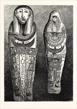 EGYPTIAN MUMMY AND CASE IN THE BRITISH MUSEUM. London, UK, britain, british, europe, united