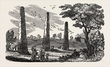 THE ARROWS, NEAR BOROUGHBRIDGE, YORKSHIRE: THE THREE COLUMNS, CALLED THE DEVIL'S ARROWS.