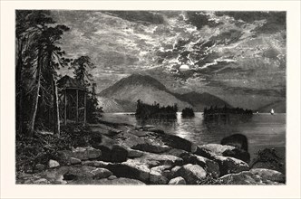 VIEW FROM FOURTEEN-MILE ISLAND, LAKE GEORGE. THOMAS MORAN,  England was an American painter and
