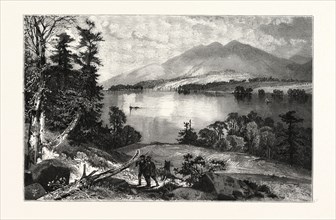 CAT MOUNTAIN, LAKE GEORGE. THOMAS MORAN,  England was an American painter and printmaker of the
