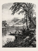 MOUNT HOLYOKE, FROM THE CONNECTICUT RIVER. J.D. WOODWARD. Mount Holyoke, a traprock mountain,