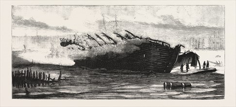 BURNING OF THE GOLIATH,  THE REMAINS OF THE VESSEL, 1876