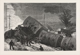 THE DOUBLE COLLISION ON THE GREAT NORTHERN RAILWAY, NEAR HUNTINGDON: SCENE AFTER THE FINAL