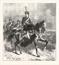 THE CROWN PRINCESS OF GERMANY AS COLONEL OF HUSSARS. ENGRAVING 1876