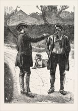 THE GAMEKEEPER. DRAWN BY THE LATE G. T. PINWELL, HUNT, HUNTING, ENGRAVING 1876, UK, britain,