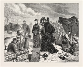 THE FLOODS IN AND AROUND PARIS : MADAME MACMAHON VISITING AND DISTRIBUTING RELIEF TO THE SUFFERERS.