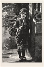 ONLY A HALFPENNY, PLEASE!, From the Picture by M. Perrault, ENGRAVING 1876