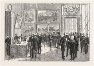 REFRESHMENT BUFFET OF THE NEW CHAMBER OF DEPUTIES, VERSAILLES, ENGRAVING 1876, FRANCE, EUROPE