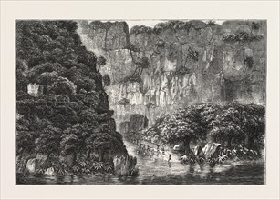 Central African exploration with Lieut. Cameron, ROCKY GORGE BETWEEN KIBAIGELI AND MWEHA, engraving